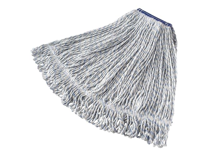 Rubbermaid Commercial Products Finish Wet Mop Head Replacement, 24-Ounce Capacity, 1-Inch Headband, White, Cotton/Synthetic Industrial Wet Mop for Floor Cleaning Office/School/Stadium/Lobby/Restaurant