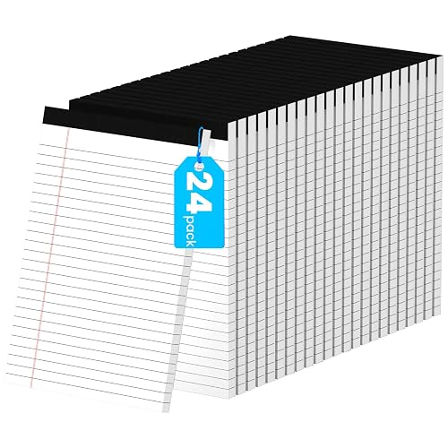 24 Pack Notepads 5x8, White, Small Legal Pads, Perforated Notebook | Ciphyfee College Ruled Note Pads for School, Note Taking, Teacher & Office Supplies, Writing Pads,30 Sheets/Pack