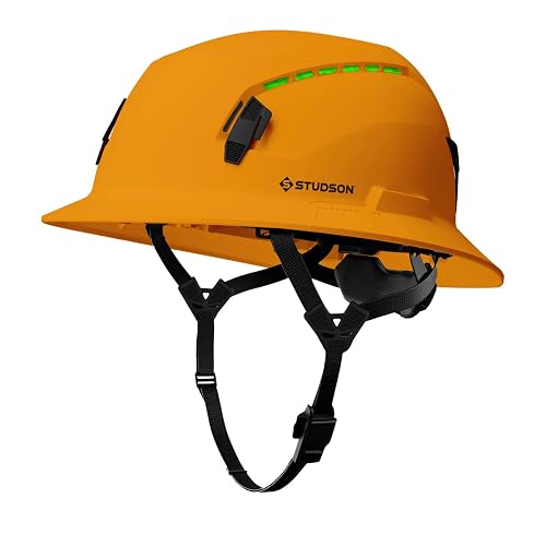 STUDSON SHK-1 Full Brim Safety Helmet: ANSI/ISEA Z89.1 Type II Compliant (R 2019), Lightweight & Breathable, NFC Emergency Contact Chip, One Size, Class C & E Protection
