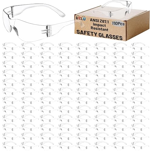 110 PCS Safety Glasses for Men Women, ANSI Z87.1 Eye Protection Glasses | Lightweight Polycarbonate Lenses, Impact & Scratch Resistant Safety Goggles for Construction, Lab, Carpentry, Outdoor Work