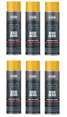 Seymour 20-1686 Big Rig Heavy-Duty Industrial Enamel Spray Paint, School Bus Yellow, 16 oz (6-Pack / 96 oz Total) | High Solids Coating for Fleet Maintenance, Vehicle Frames, Engine Blocks & Metal Equipment Protection