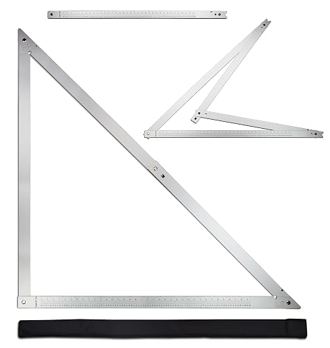 48 Aluminum Folding Square | Adjustable 45° & 90° Angles for Framing/Roofing/Staircases | Professional Woodworking & Construction Triangle Ruler Tool
