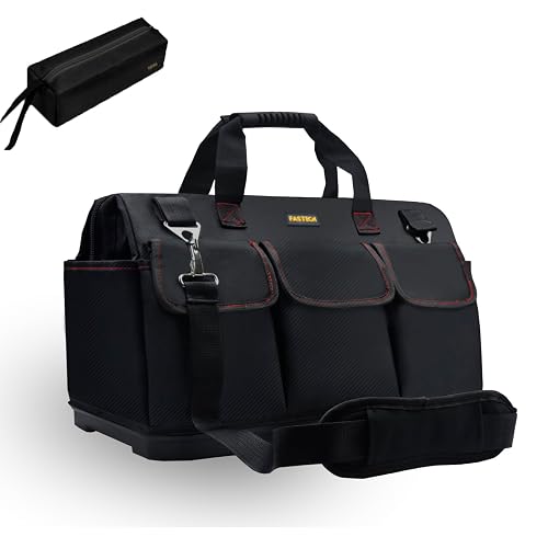 FASTECH 22-inch Heavy Duty Bottom Tools Bag With Wide Mouth For Tool Storage, Carrier and Organizer, Tool Bag For Men, Wide Mouth Tote Bag With Inside Pockets (22Inch)