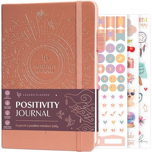Legend Positivity Journal, Gratitude, Mental Health, Self-care Rose Gold | Guided daily affirmation journal with prompts for women and men, mental-health, reflection for a positive routine