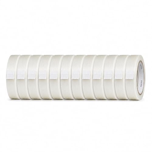 GGR Supplies FIL-795 Fiberglass Reinforced Filament Strapping Tape – Heavy Duty Packing & Shipping Tape, Mono Directional, 1 in x 60 yds. Pack of 12 (5.5 Mil)