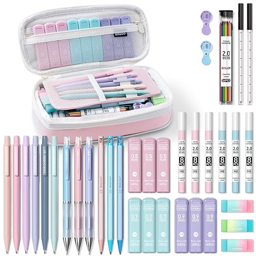 Four Candies 36PCS Mechanical Pencil Set with 624 Lead Refills (Pink) | 0.5mm - 2.0mm Mechanical Pencils, Aesthetic School Supplies for Writing, Drawing, Drafting , Note-Taking & Back to School