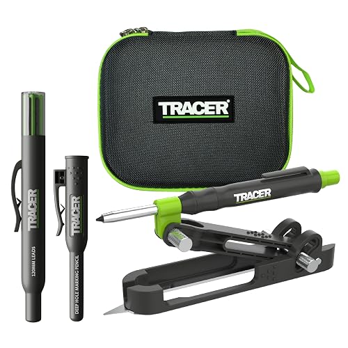 Tracer Professional Woodworking Scribe Tool Set ProScribe with Deep Hole Pencil, 6X 2.8 mm Lead Refills, Holster & Case - Precision Scribing Tool for Carpenters & Craftsmen | 6 Pack of 2.8 mm Lead Refills, Holster & Protective Case, Precision Scribing Tool for Carpenters & Craftsmen, Scriber Tool