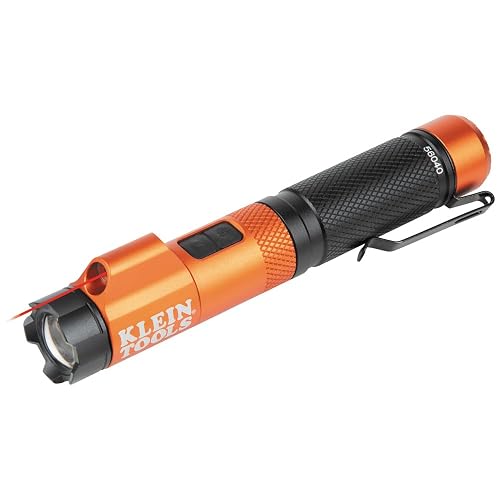 KLEIN TOOLS 56040 Rechargeable Magnetic LED Flashlight with Laser Pointer | 350 Lumen Flashlight, with Twist Focus and Laser Pointer, Hands-Free, Includes USB Charging Cable, for Work and Outdoor Use