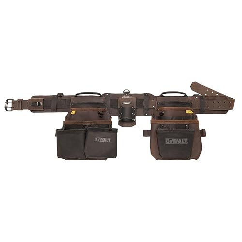 DEWALT Leather Tool Belt Organizer with 18 Pockets, Heavy Duty Construction (DWST550113)