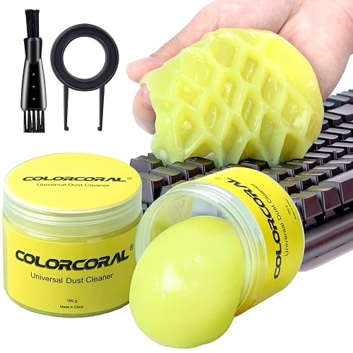 ColorCoral 2Pack Keyboard Cleaning Gel Kit Universal Dust Cleaner,Yellow | Car cleaning putty for PC Keyboard Car Detailing Slime Cleaning Laptop Dusting Home Office Electronic Computer Cleaning Slime