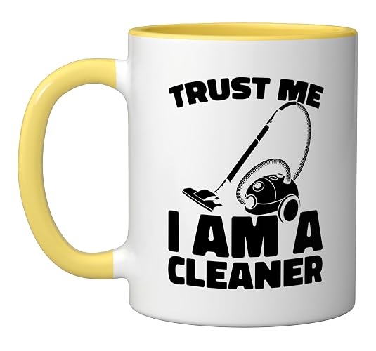 Cleaner Janitorial - Housekeeping Sanitation Cleaner Ceramic Mug, Yellow/White