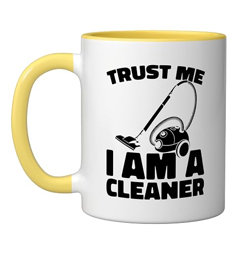 Cleaner Janitorial - Housekeeping Sanitation Cleaner Ceramic Mug, Yellow/White