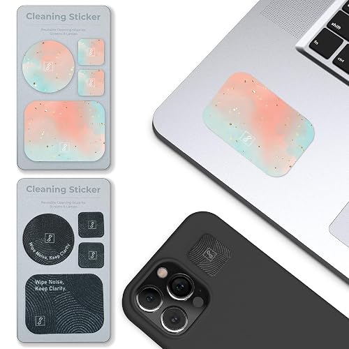 SleekStrip Portable Cleaning Sticker Pad Reusable Screen Cleaner Wipes Lens Cleaner Wipes for Phone iPad Car Touch Screen Display MacBook Computer Laptop Camera Lens Electronic TV Monitor - 2PK (8PCS)