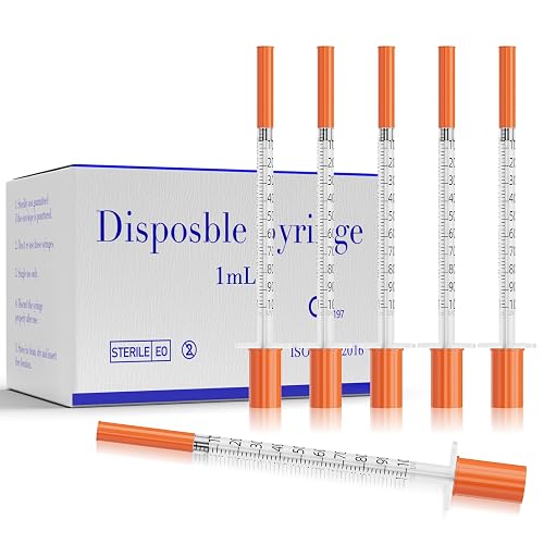 Syringes 1ml 31 Gauge 1/4 Inch 6mm Disposable Lab Supplies, Pack of 100 | U-100, Single-Use, Smooth & Leak-Proof, Individually Wrapped