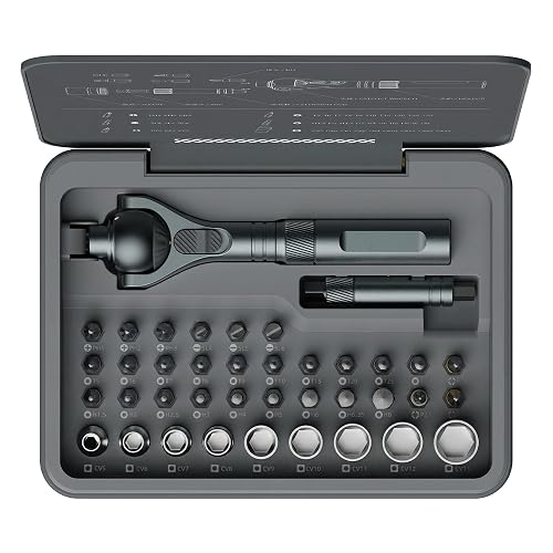 ATuMan 40 in 1 magnetic ratchet screwdriver set with Detachable Handle, 180° Ratchet Head, 45-Tooth Mechanism, Magnetic Tool Kit with Case for Computer, Electronics Repair, Ideal for Home, DIY