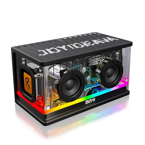 JOYIDEAVA Bluetooth Speaker Ultra Deep Bass 40W RGB Light Cyber Mechanical Industrial Style Bluetooth 5.0 Wireless Stereo Sound Speaker for Indoor and Computer Room (Black)