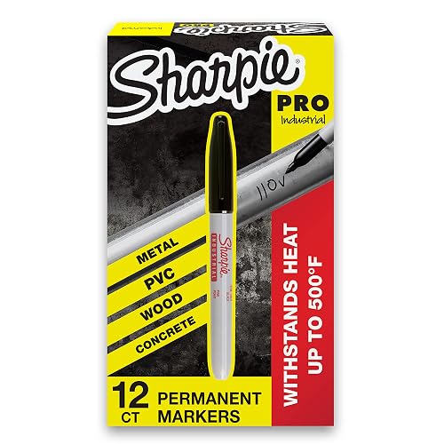 Sharpie Industrial Permanent Markers, Fine Point, Black, Box of 12