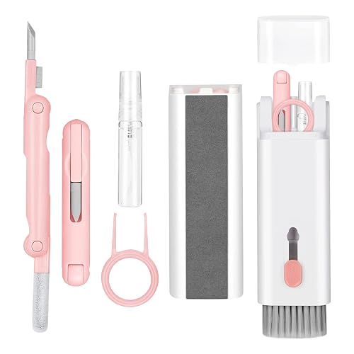 7-in-1 Electronic Cleaner Kit,Keyboard Cleaner,Laptop Cleaner Kit for Monitor, Cell Phone, Headset, Lego, Laptop Camera Lens (Pink)