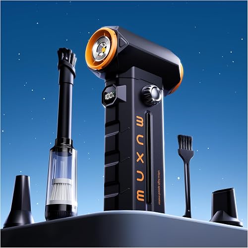 MUXNW 2-in-1 Air Duster & Vacuum, 130000 RPM | 8000mAh USB-C, 100-speed, blower/vacuum for PC, keyboard, car, home. Cordless mini 2-in-1