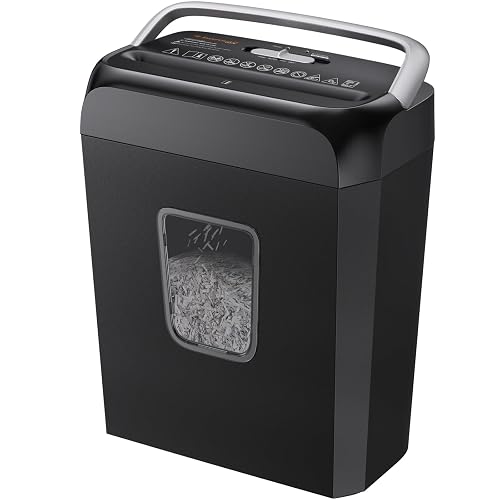 Bonsaii 6-Sheet Cross Cut Paper Shredder for Home, 3.4 Gal Bin | P-4 Security Level, Shreds Credit Cards, Staples & Paper Clips, with Portable Handle, Small Shredder for Home Office，C237-B