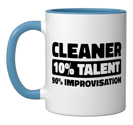 Cleaner Sanitation - Janitorial Housekeeping Cleaner Ceramic Mug, Blue/White
