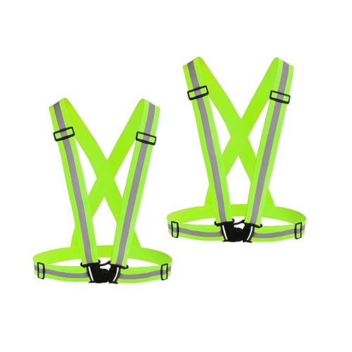 Chiwo Reflective Vest Running Gear 2Pack, High Visibility Safety Vest | Adjustable ,for Night Cycling,Hiking, Jogging,Dog Walking, Construction safe