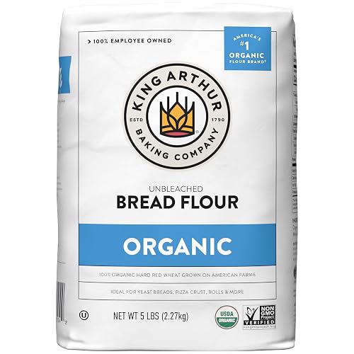 King Arthur, Organic 100% Bread Flour, Unbleached, 5 lb (Pack of 1) - Non-GMO Project Verified, No Preservatives