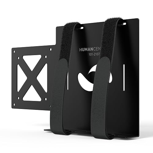 HumanCentric Universal Small Device Mount for VESA Arms, Adjustable Strap | for Small Computers & Electronics, Mounts on Back of Computer Monitor Using VESA Arm