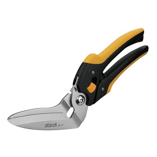 stedi 9-Inch Heavy Duty Scissors All Purpose, Cardboard & Carpet Shears | TPR Handle, Extremely Sharp Blades with Finely Serrated -Easy Cutting Thick Paper, Leather, Fabric