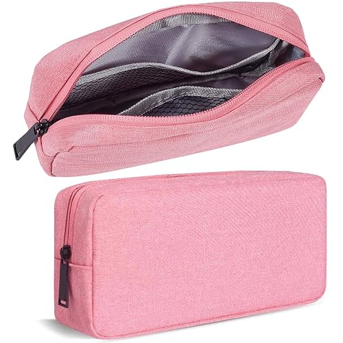 CAAORDKSO Electronic Organizer Case, Travel Cable Organizer Bag Pouch Electronic Accessories Carry Case Waterproof Electronic Accessories Bag for Cable, Cord, Charger, Power Bank, Earphone (Big-Pink)