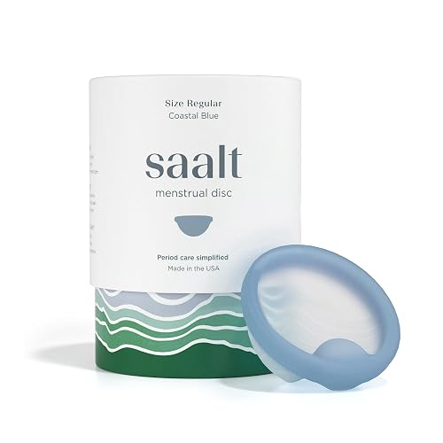 Saalt Menstrual Disc, Reusable Medical-Grade Silicone Period Disc | Removal Notch, Tampon Alternative, Leak-Free Protection Up to 12 Hours, Made in USA, Lasts 10 Years, Blue, Regular