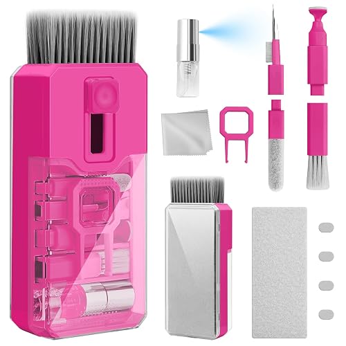 Keyboard Cleaner & Laptop Cleaning Kit, All-in-1 for Computer PC, HotPink | Electronics Deep Cleaning Reusable Brush Tool, Screen-Safe Spray, for iPhone iPad Macbook Airpod Camera, Gaming Accessories