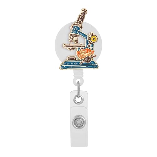 MEDFOLY Lab Microscope Badge Reel Retractable Science ID Badge Holder Clip | Scientist Microbiologist,Enamel Charm,Laboratory Staff Nurse Doctor Biology Biologist Gifts
