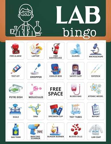 Lab bingo: 32 player laboratory game for Science Classrooms, Lab Week Themed Party Games, National Lab Day event