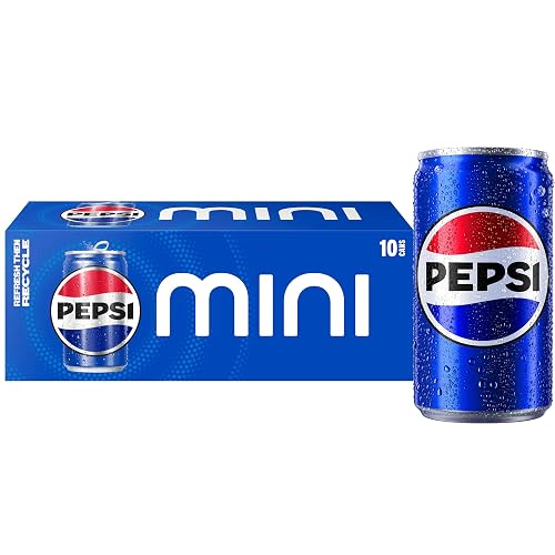 Pepsi Cola Soda Pop, 7.5 Fl oz, Mini Cans (Pack of 10)