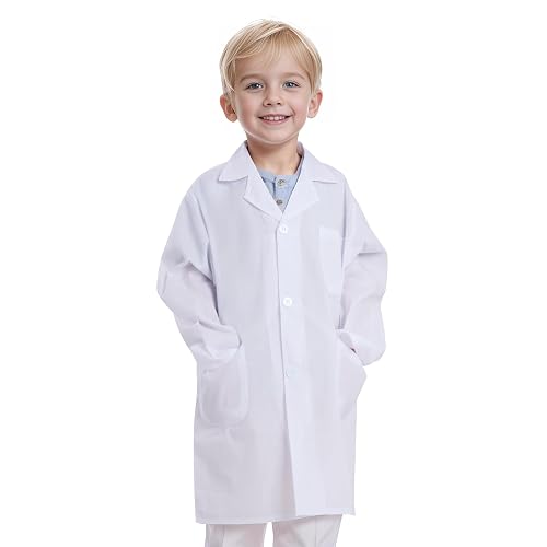 mifengda Doctor Scientist Lab Coat for Kids Children Doctor Costume Dress Up Coat for Boys Girls Halloween Costume Role Play