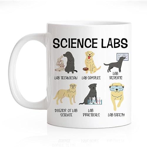 RZHV Science Labs 11 Oz Novelty Mug, Funny Labs Dog Coffee Mug for Labrador Retriever Lovers Science Teacher, Thank You Lab Gifts for Scientist, Lab Retriever Gifts for Lab Dog Lover
