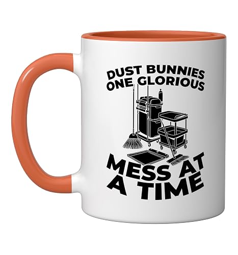 Cleaner Sanitation Janitorial Housekeeping - Cleaner Ceramic Mug, Orange/White