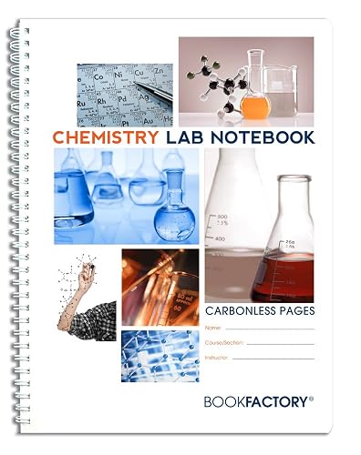 BookFactory Carbonless Chemistry Lab Notebook, 50 Sets of Duplicator Pages | Scientific Grid Pages, Durable Translucent Cover, Wire-O Binding, 8.5'' X 11'' - Made in USA