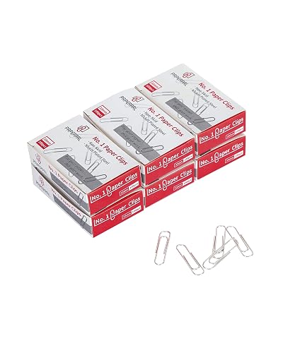 PAPERPAL Paperclips for Office School & Personal Use, #1 Nonskid Paper Clip (1-2/7"), 600 Medium Paper Clips (6 Boxes of 100 Each), Silver | Medium paper clips for office, school and personal use, conveniently packed in 6 boxes of 100 each.