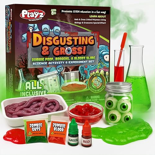 Playz Disgusting n Gross Science Experiments Science Kits for Kids Age 8-12 | Educational Science Toys Chemistry set with 34+ Fun Science Activities Stem Kits for kids, Gross Slime Science Lab kit Gifts