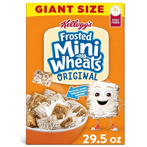 Kellogg's Frosted Mini-Wheats Original Giant Size Breakfast Cereal 29.5 oz | High Fiber, 48g Whole Grain