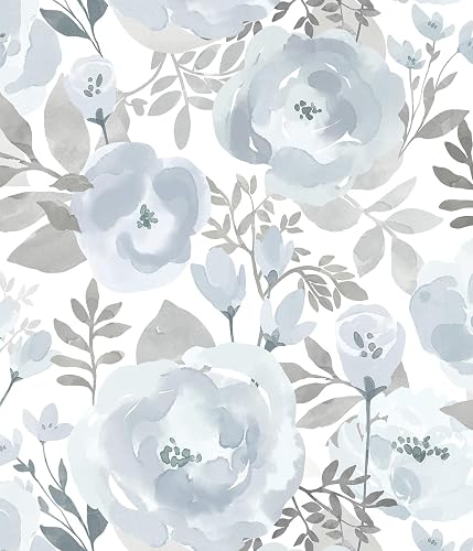 Orainege Peel and Stick Wallpaper Peony Floral Wallpaper | 17.3inx118.1in Self Adhesive Contact Paper Removable Decorative Wallpapers for Bedroom Laundry Nursery Room Decor Vinyl,Blue