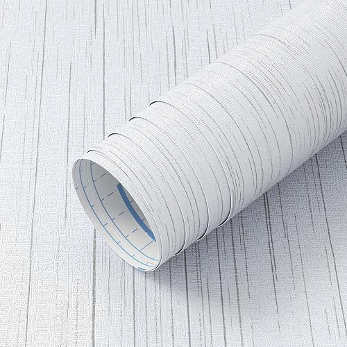 Micpolo White Grasscloth Wallpaper Peel and Stick Textured Wallpaper for Bathroom and Bedroom Removable Waterproof Contact Paper for Cabinets Furniture 17.3"x118"