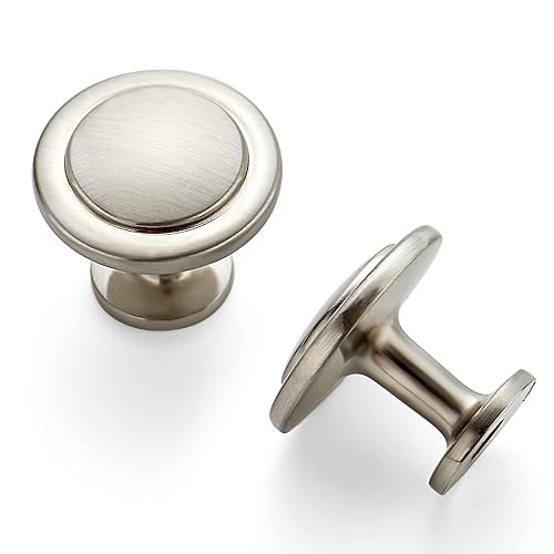 Ravinte Brushed Nickel Round Cabinet Knobs,Zinc Pulls,1-1/4 Inch,30 Pack | Solid Zinc Alloy, Single Hole, Screws Included, Drawer Pulls, Kitchen Cabinet Hardware, for Dresser Drawers Cupboard
