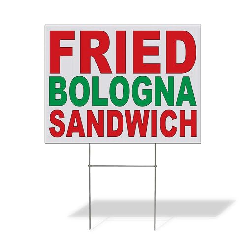 Fastasticdeals Weatherproof Yard Sign Fried Bologna Sandwich Red Green Food Bar Restaurant Truck Lawn Garden Service Business Boards 18x12 Inches 1 Side Print