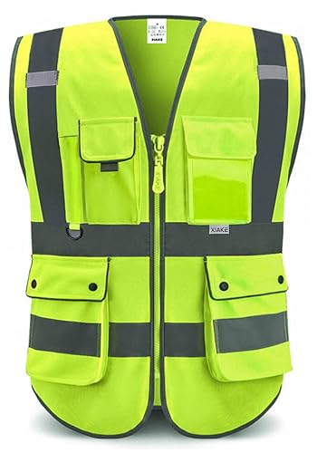 XIAKE Reflective Safety Vest for Men & Women High Visibility Class 2 Vest with Pockets Meets ANSI Standards