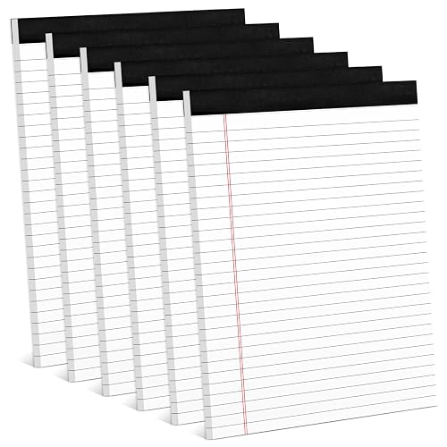 6 Pack 8.5 x 11 Legal Pads Paper Pads 8.5 x 11 White Note Pads for Work | Lined Writing Pads Notebook White Legal Pads Wide Ruled Notepads 30 Sheets Per Writing Pad Legal Note Pad for Office Supplies