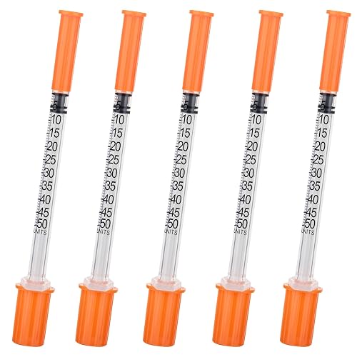 U-100 0.5ml/cc Syringe with 30G 5/16 Inch, 50 Pack, Individually Wrapped | Disposable Syringes for Lab Supplies, Lab Refilling Supplies, Industrial Measurement