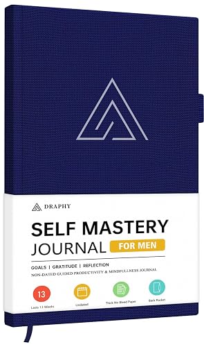 Self-Mastery Journal for Men - Gratitude and Productivity Journal for More Happiness, Positivity, Growth, Mindfulness, Self Care and Reflection - Guided Inspirational Journals for Men & Women (Blue)